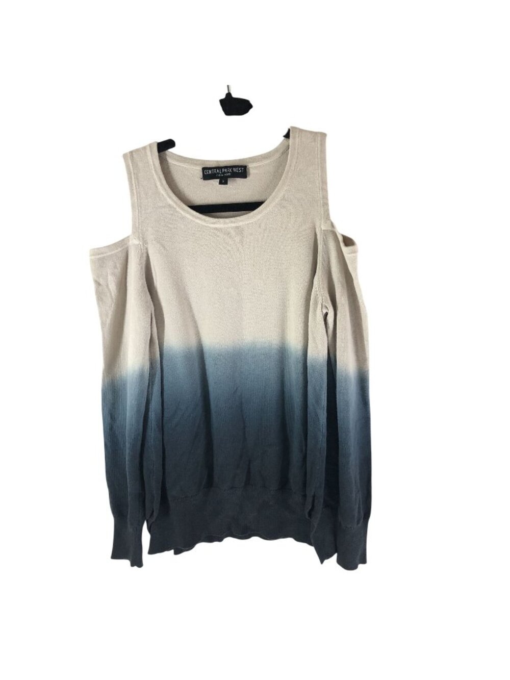Central Park West Lightweight Sweater Cold Shoulder Ombre Ivory Gray S